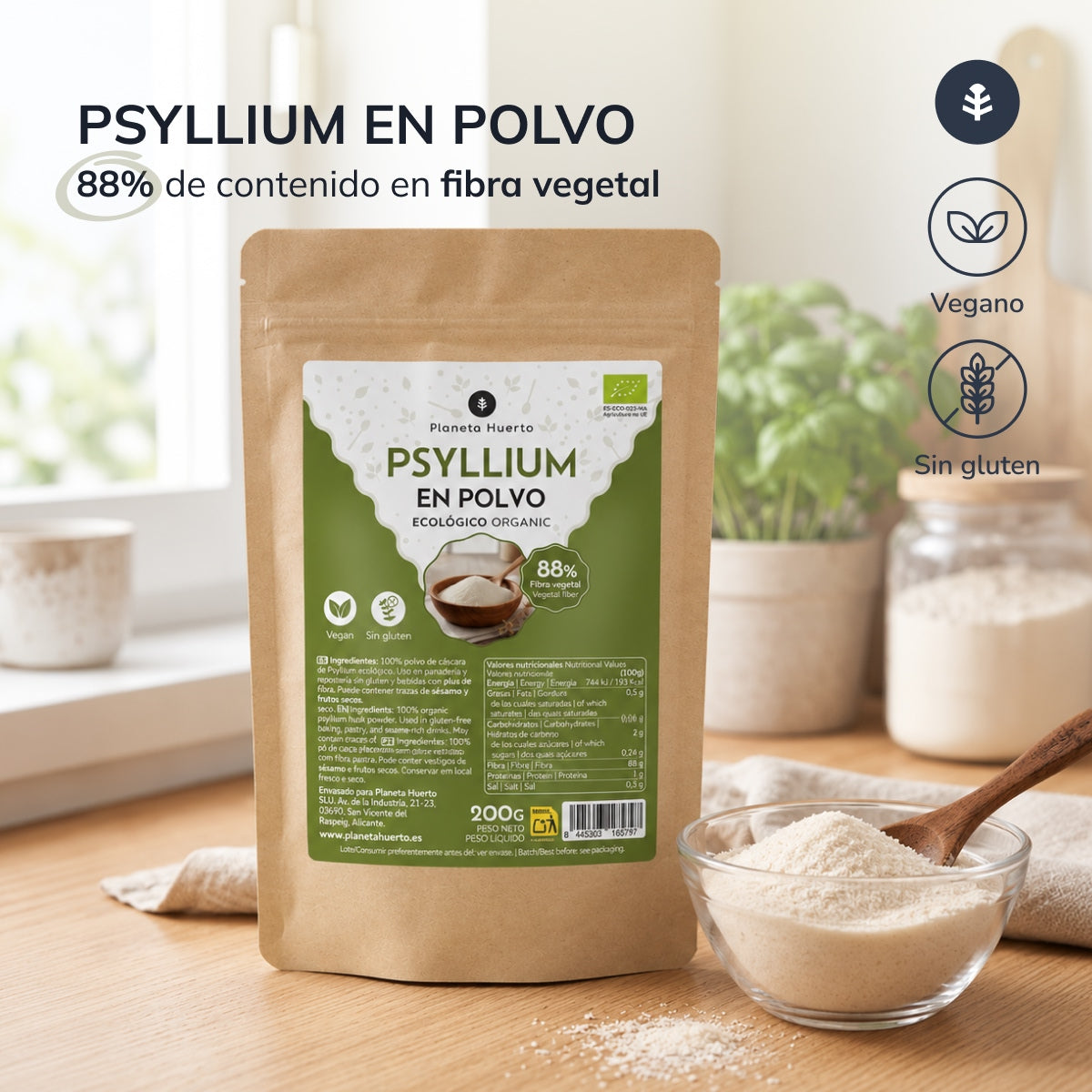 Psyllium em pó Eco Planeta Huerto 200 g
