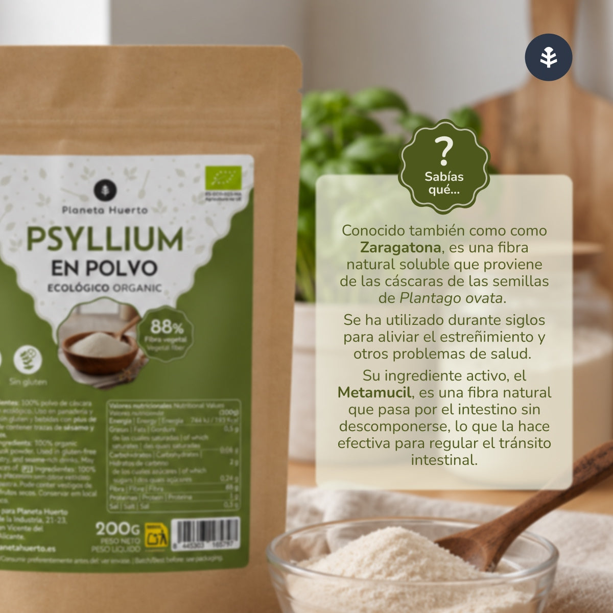 Psyllium em pó Eco Planeta Huerto 200 g