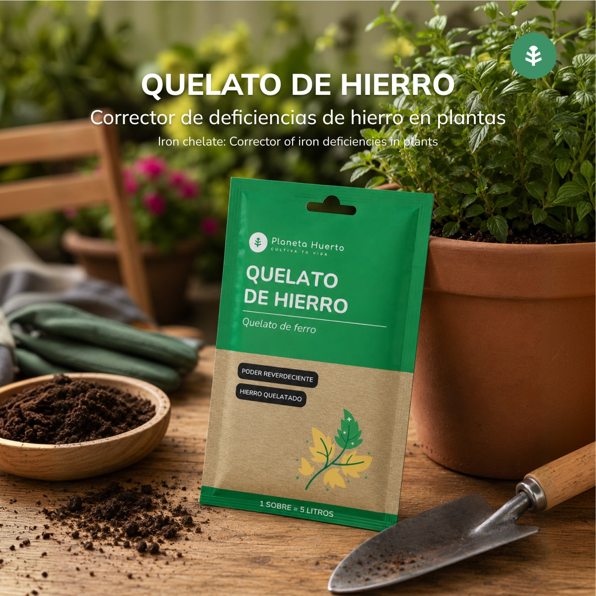 Planeta Huerto Saqueta de Quelato de Ferro para 5 L