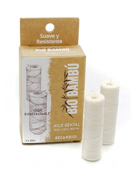 Recarga de fio dental de cera vegetal de bambu Bio 2 x 30 m