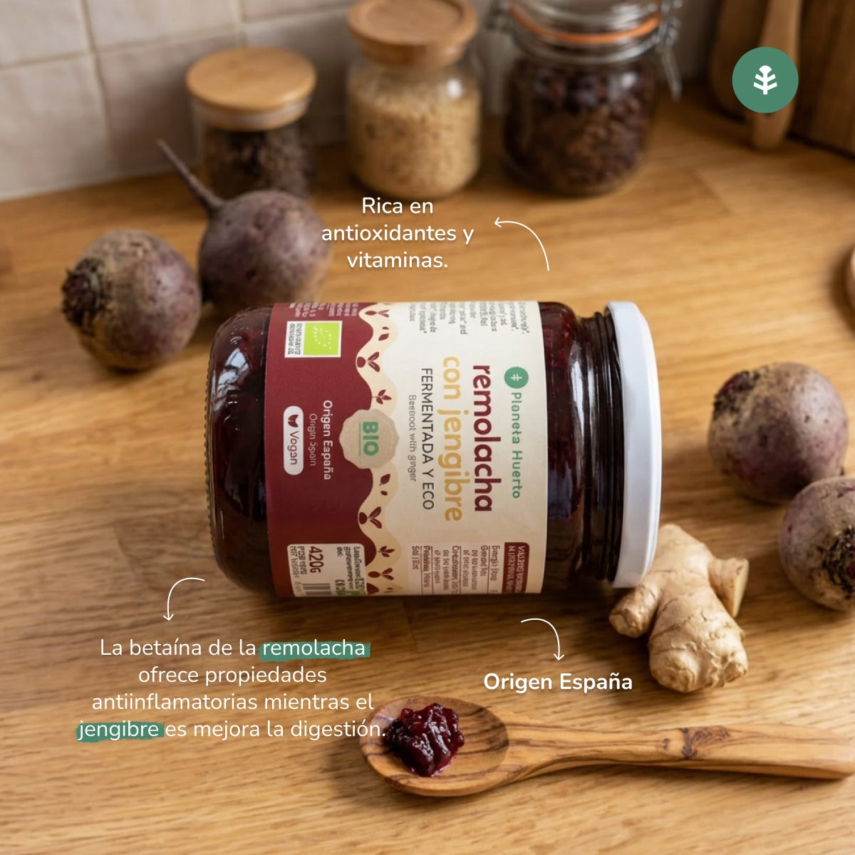 Beterraba fermentada com gengibre Eco Planeta Huerto 420 g 