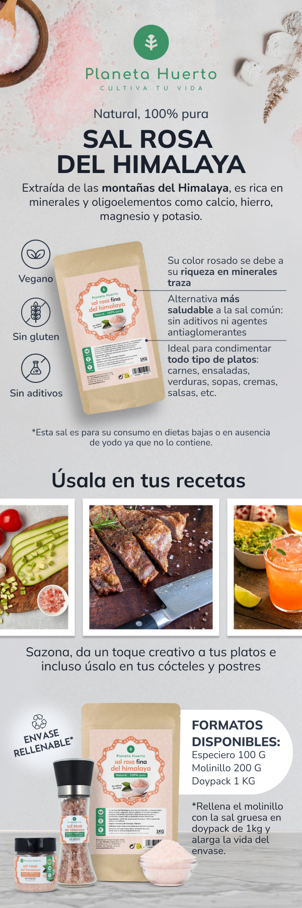 Planeta Huerto Sal grosso rosa dos Himalaias 1 kg