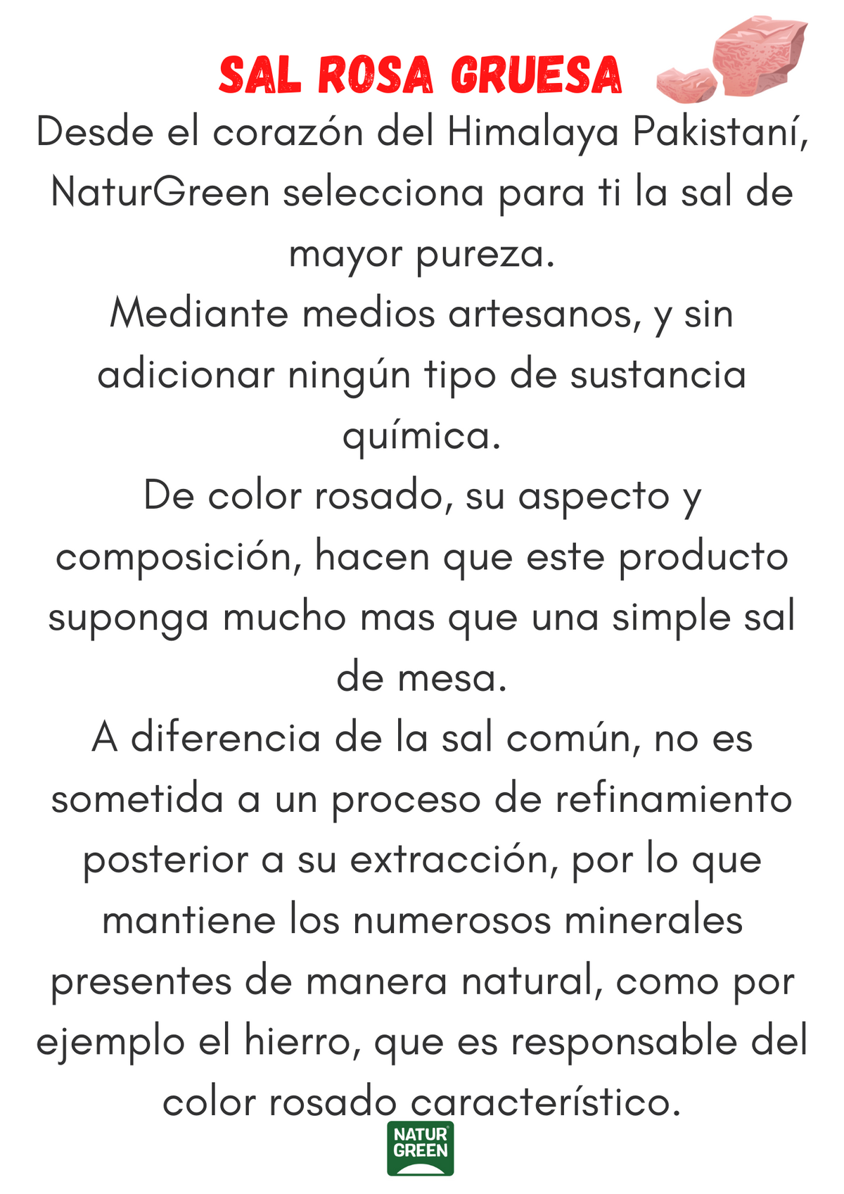 Sal rosa grosso do Himalaia Naturgreen 500 g