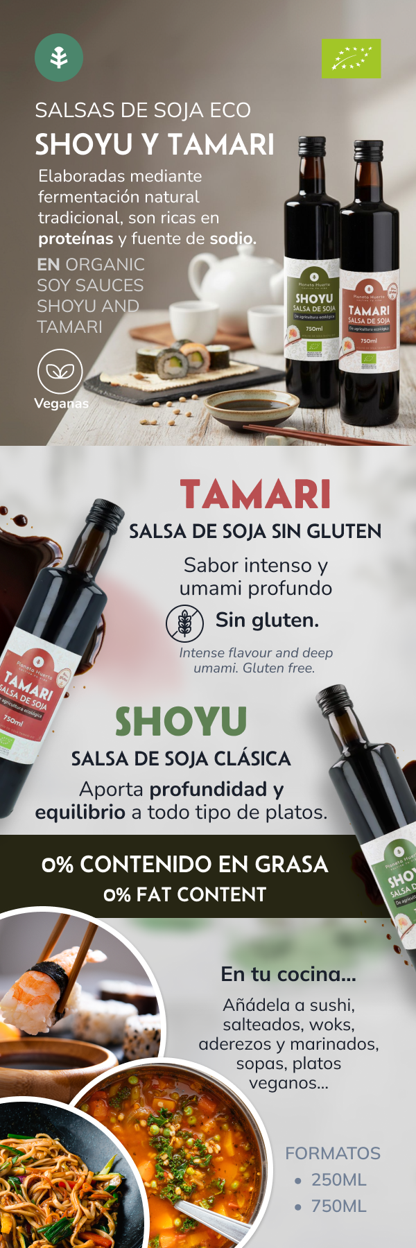 Pack 6x Salsa de soja Shoyu ECO Planeta Huerto 750 ml