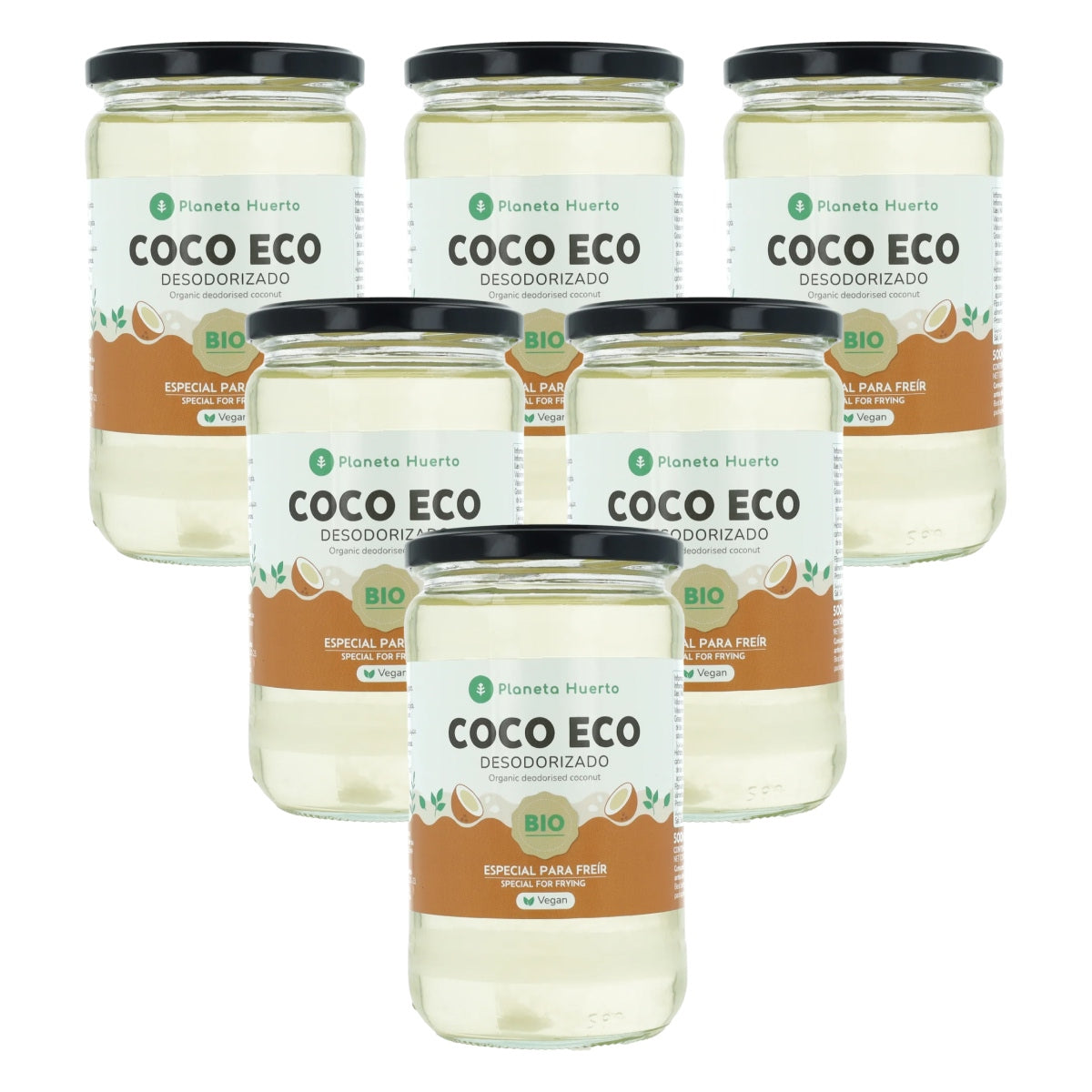 Pack 6x Óleo de Coco Desodorizado ECO Planeta Huerto 500 ml