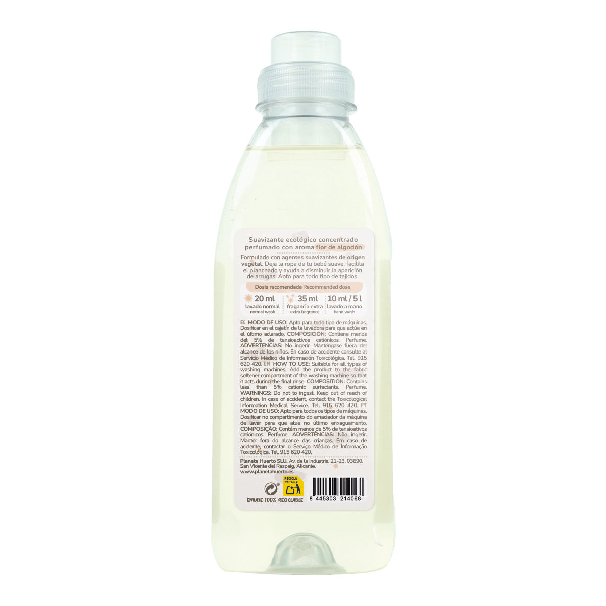 Baby Suavizante para ropa Flor de Algodón ECO Planeta Huerto 750 ml