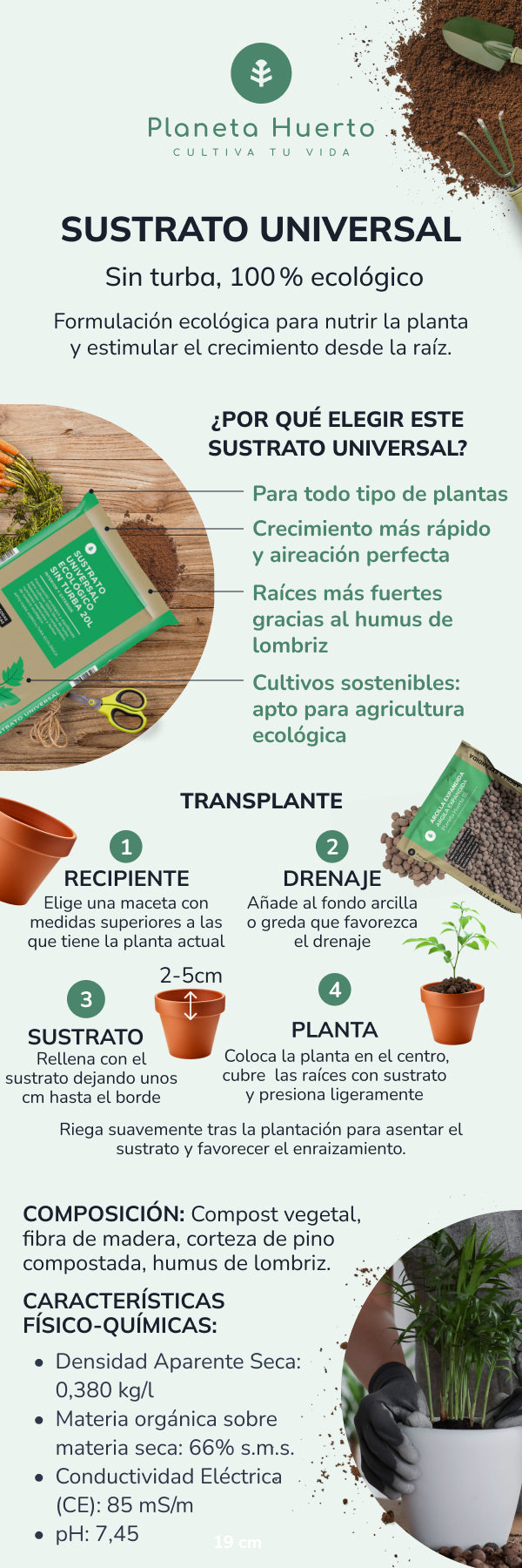 Substrato Universal Sem Turfa ECO Planeta Huerto 50 L