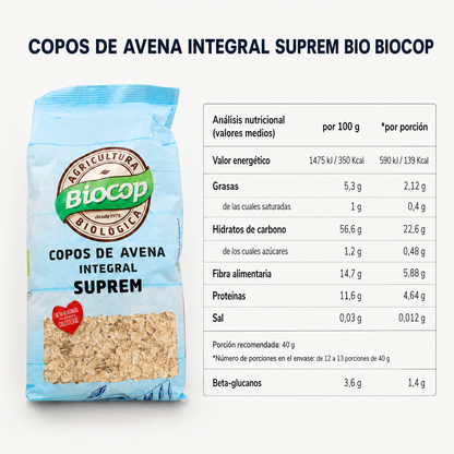 Flocos de Aveia Integral Suprem BIO Biocop, 500g