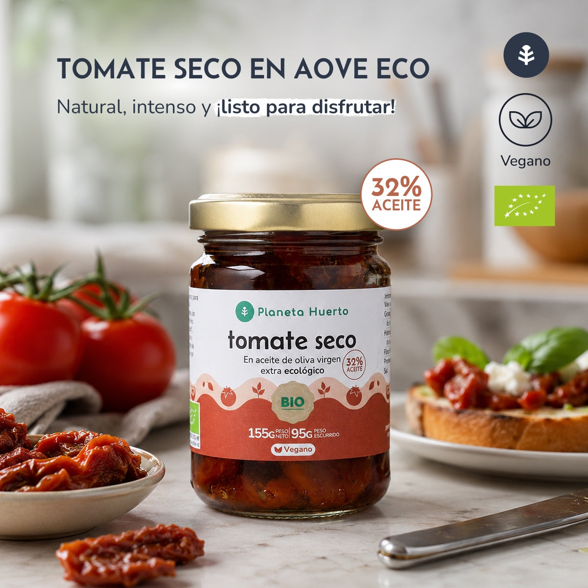 Tomate seco em azeite virgem extra ECO Planeta Huerto 155 g