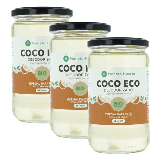 Pack de 3 Óleos de Coco Desodorizados Planeta Huerto ECO 500 ml