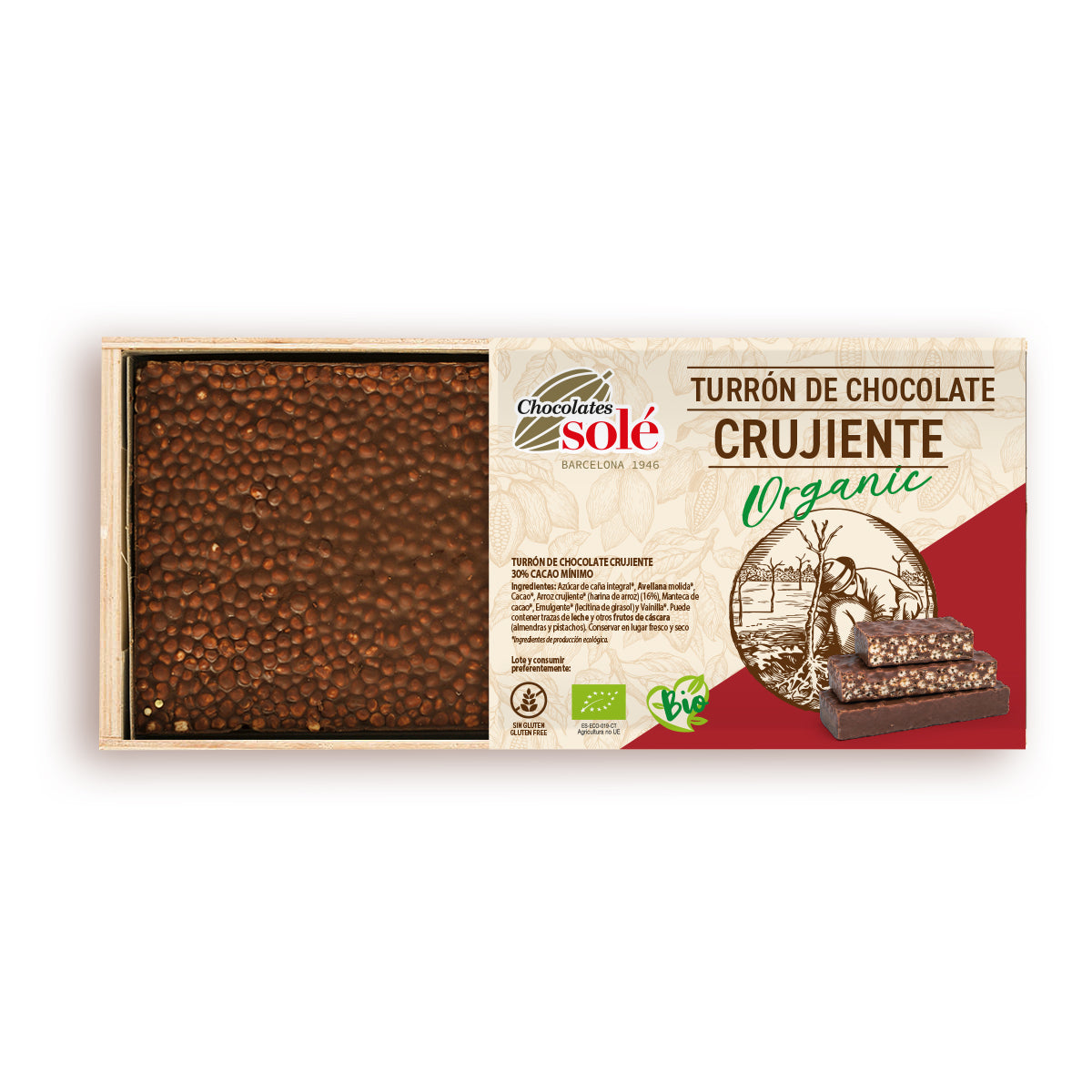 Turrón de Chocolate con Arroz Crujiente ECO Sole 200g