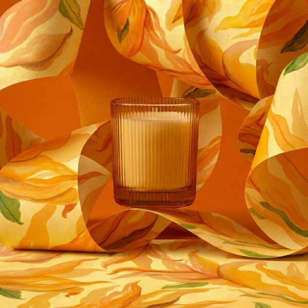 Vela perfumada vainilla y tonka en vaso rayado amarillo 9x8 cm Roura