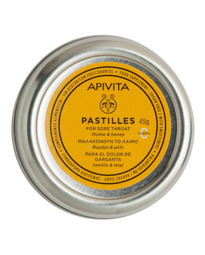 Pastilhas Apivita Mel e Tomilho para Dor de Garganta 45 g