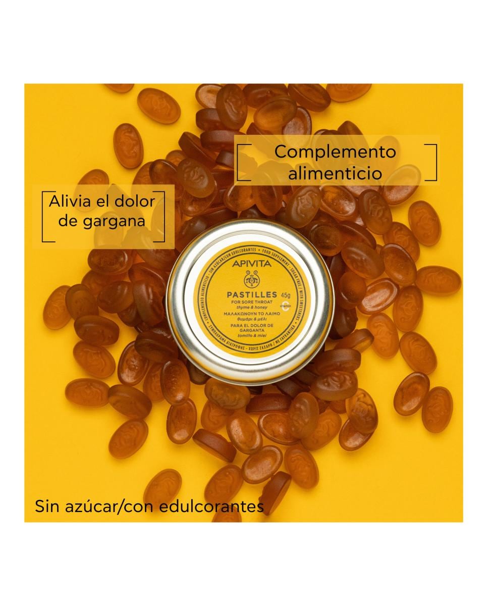 Pastilhas Apivita Mel e Tomilho para Dor de Garganta 45 g