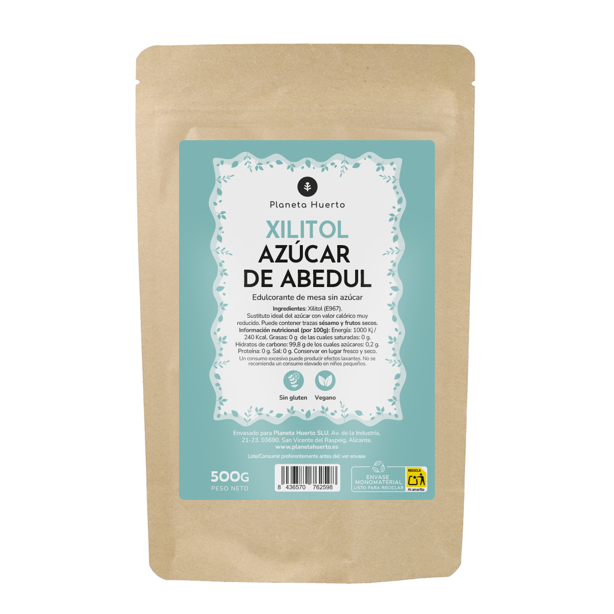 Azúcar de Abedúl Xilitol Planeta Huerto 500 g