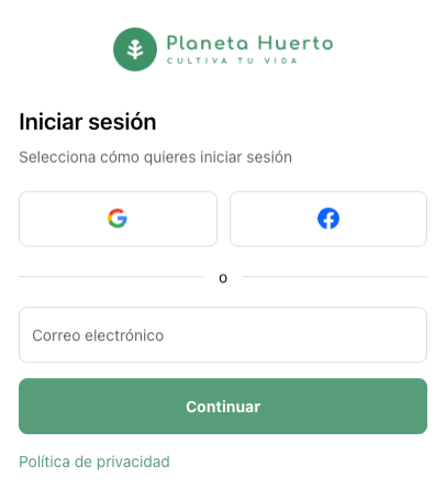 Login page